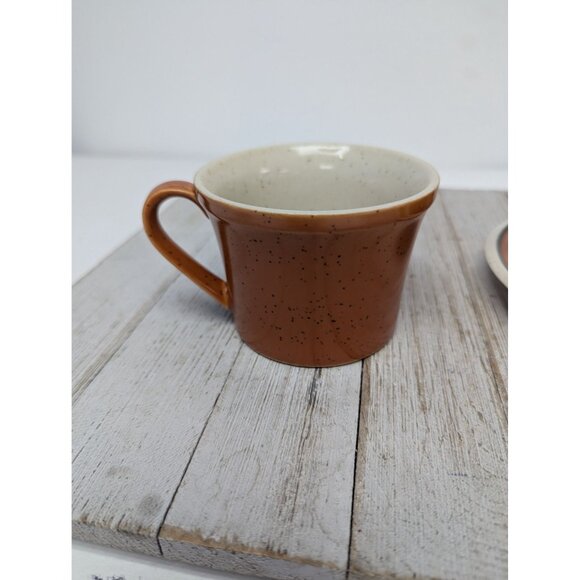 Vintage Imperial W Dalton Stoneware 2 Cups & 1 Saucer Tangerine Japan - Picture 2 of 9